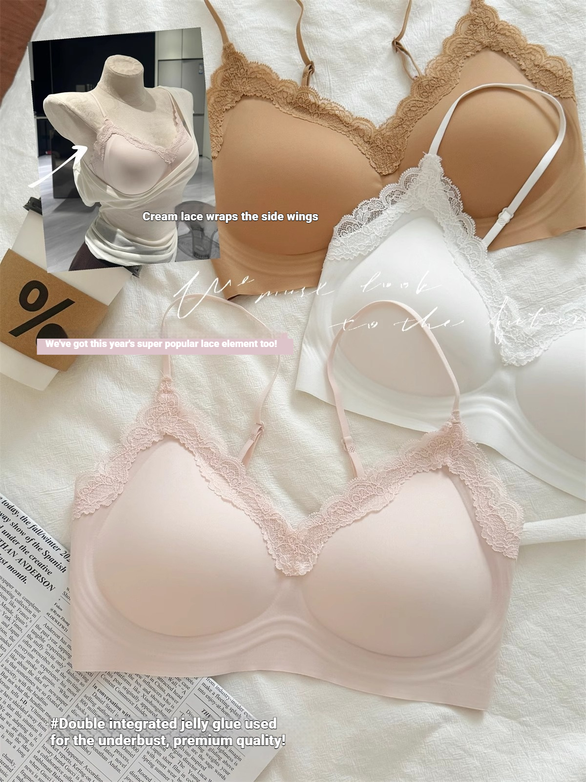 French Style Lace Bralette Fem - Bralette Wireless Soft のレビューと価格