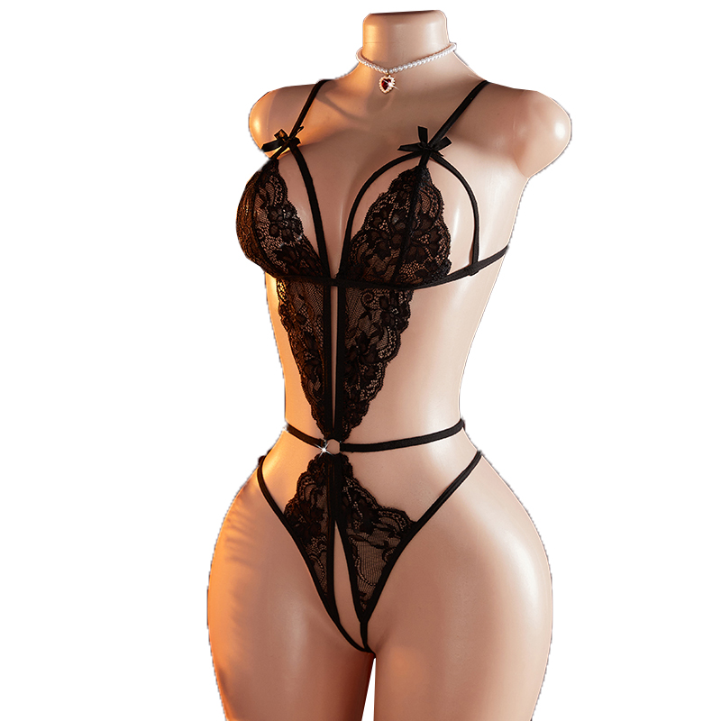 Transparent Sexy One-piece Hol - Lace Teddy Lingerie のレビューと価格