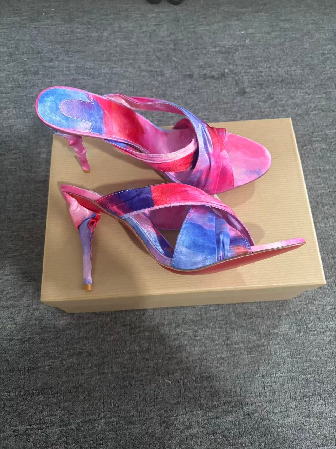 Women's Pink-Blue Tie-Dye Sati - Slip Dress Satin のレビューと価格