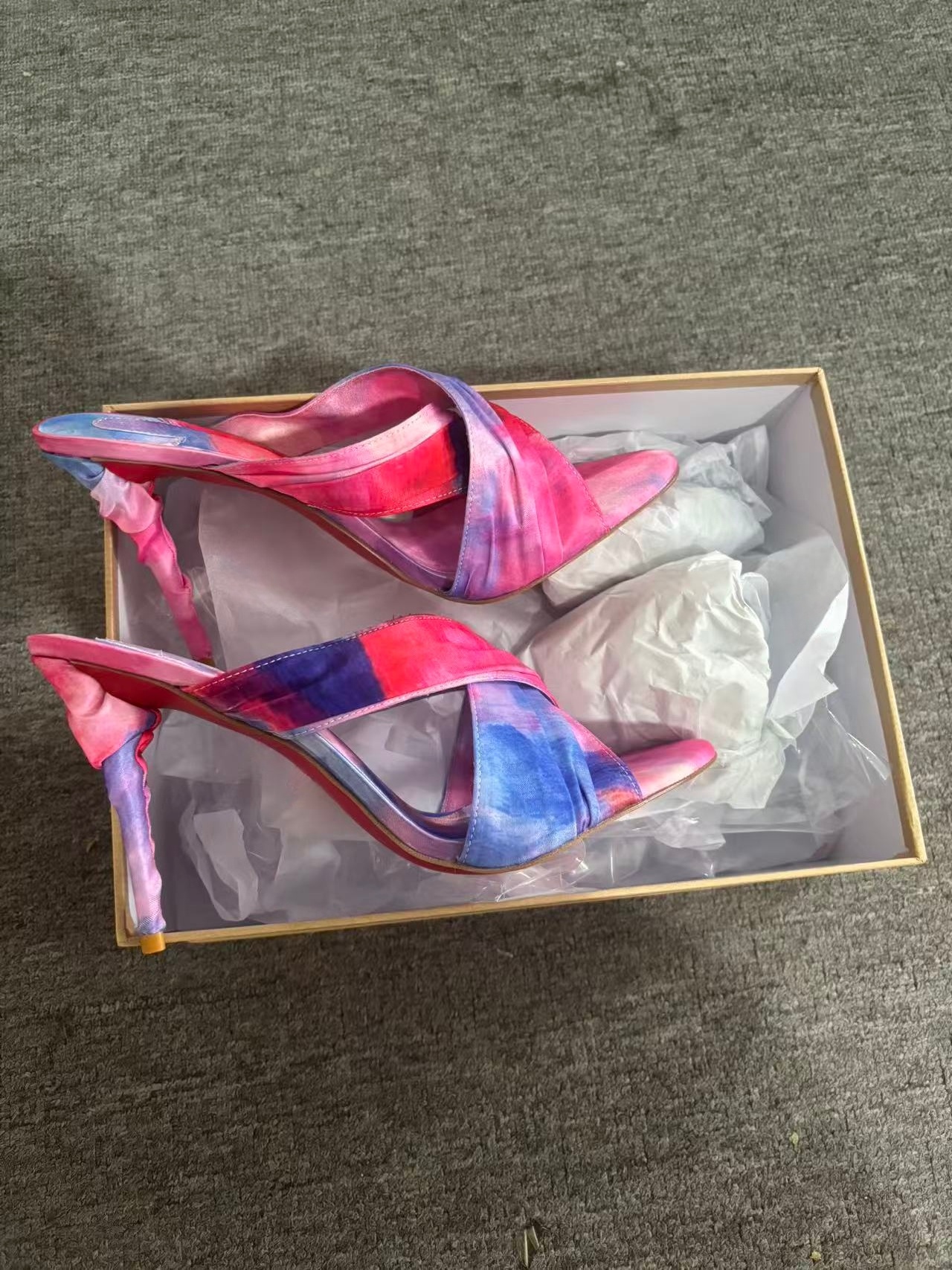 Women's Pink-Blue Tie-Dye Sati - Slip Dress Satin のレビューと価格