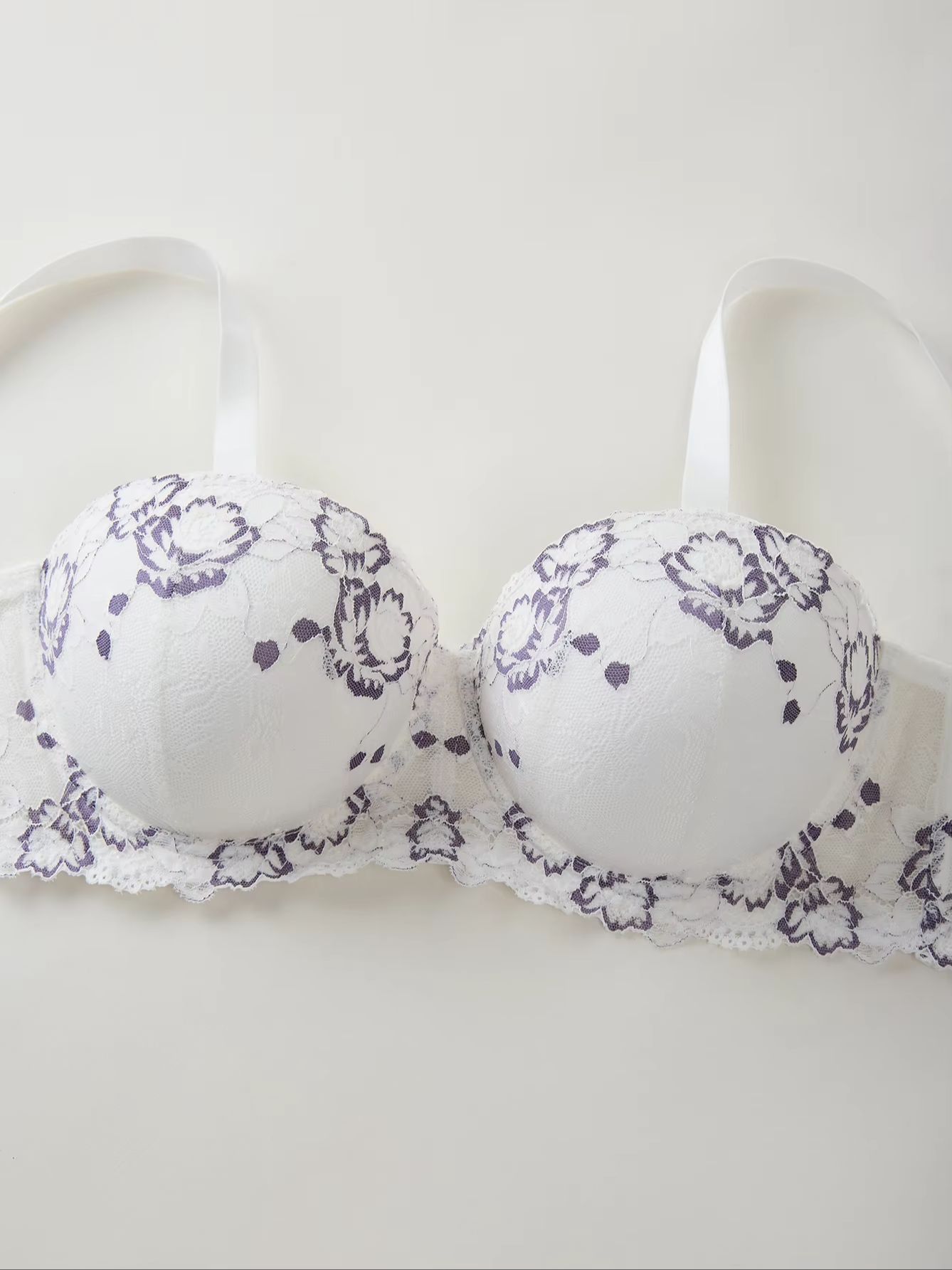 Plus Size Lace & Embroidery Wo - Push Up Bra Padded のレビューと価格