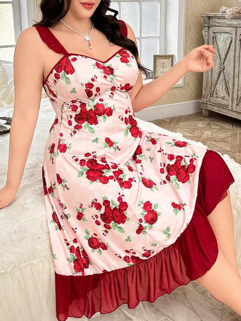 Plus Size Women's Floral Print - Cami Top Lace のレビューと価格