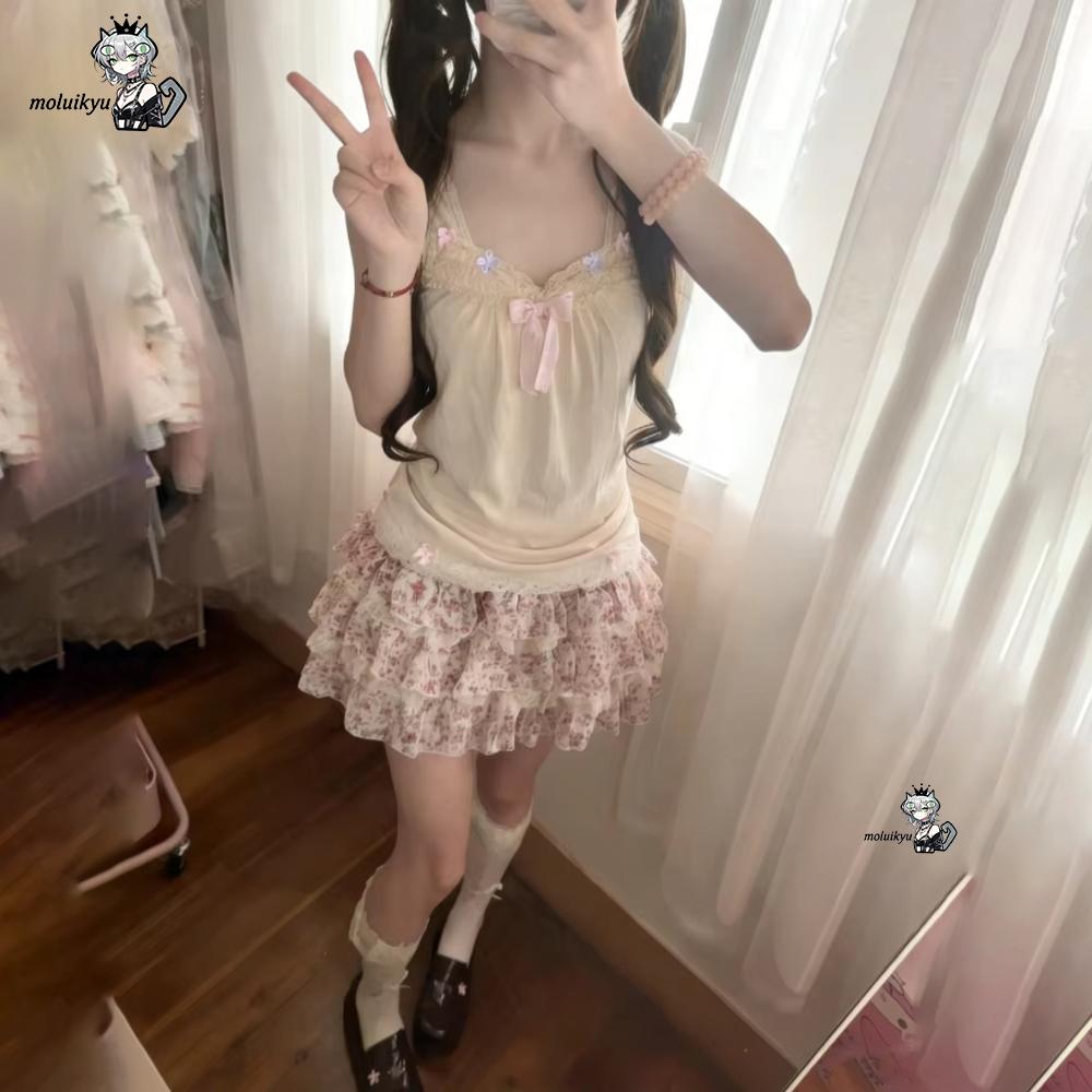 Women Y2K 2Pcs Outfit Set Lace - Cami Top Lace のレビューと価格