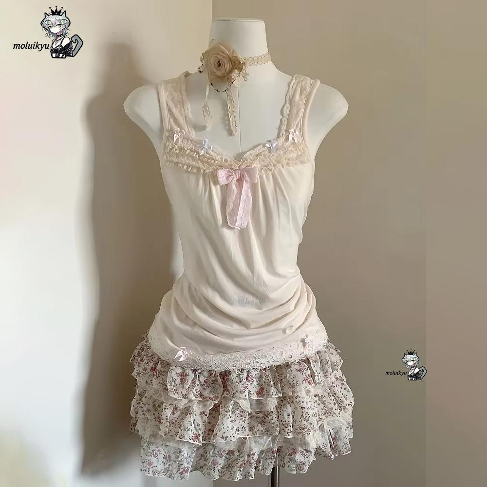 Women Y2K 2Pcs Outfit Set Lace - Cami Top Lace のレビューと価格