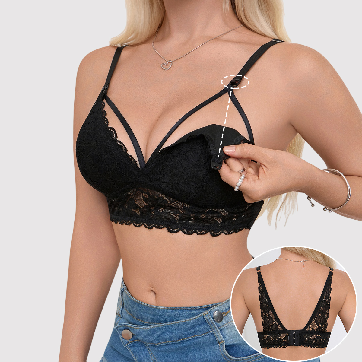 Sexy Hollow Out Lace Nursing B - Nursing Bra Sleep のレビューと価格