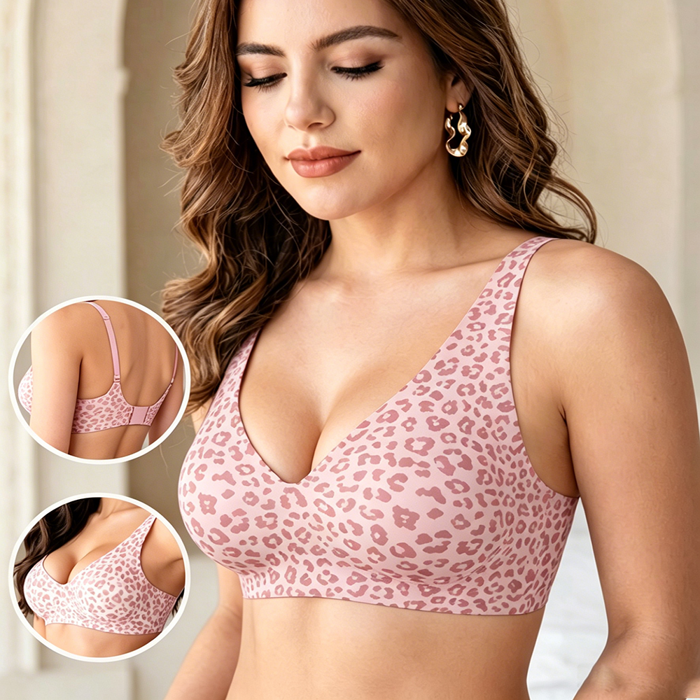 1Pcs Leopard Print Seamless Wi - Bralette Wireless Soft のレビューと価格