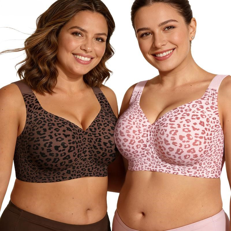 1Pcs Leopard Print Seamless Wi - Bralette Wireless Soft のレビューと価格