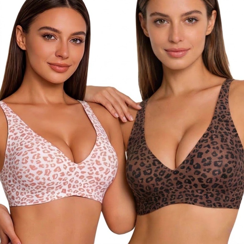 Leopard Print Wireless Jelly S - Seamless Underwear Women のレビューと価格