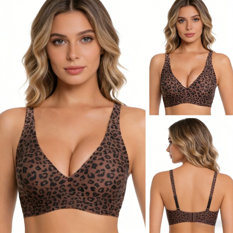 Leopard Print Wireless Jelly S - Seamless Underwear Women のレビューと価格