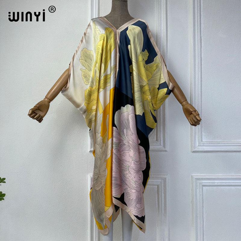 WINYI Summer african V-neck dr - Robe Silk Women のレビューと価格