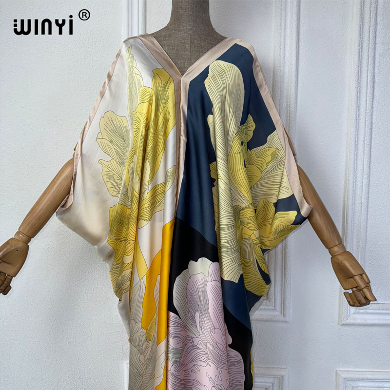 WINYI Summer african V-neck dr - Robe Silk Women のレビューと価格