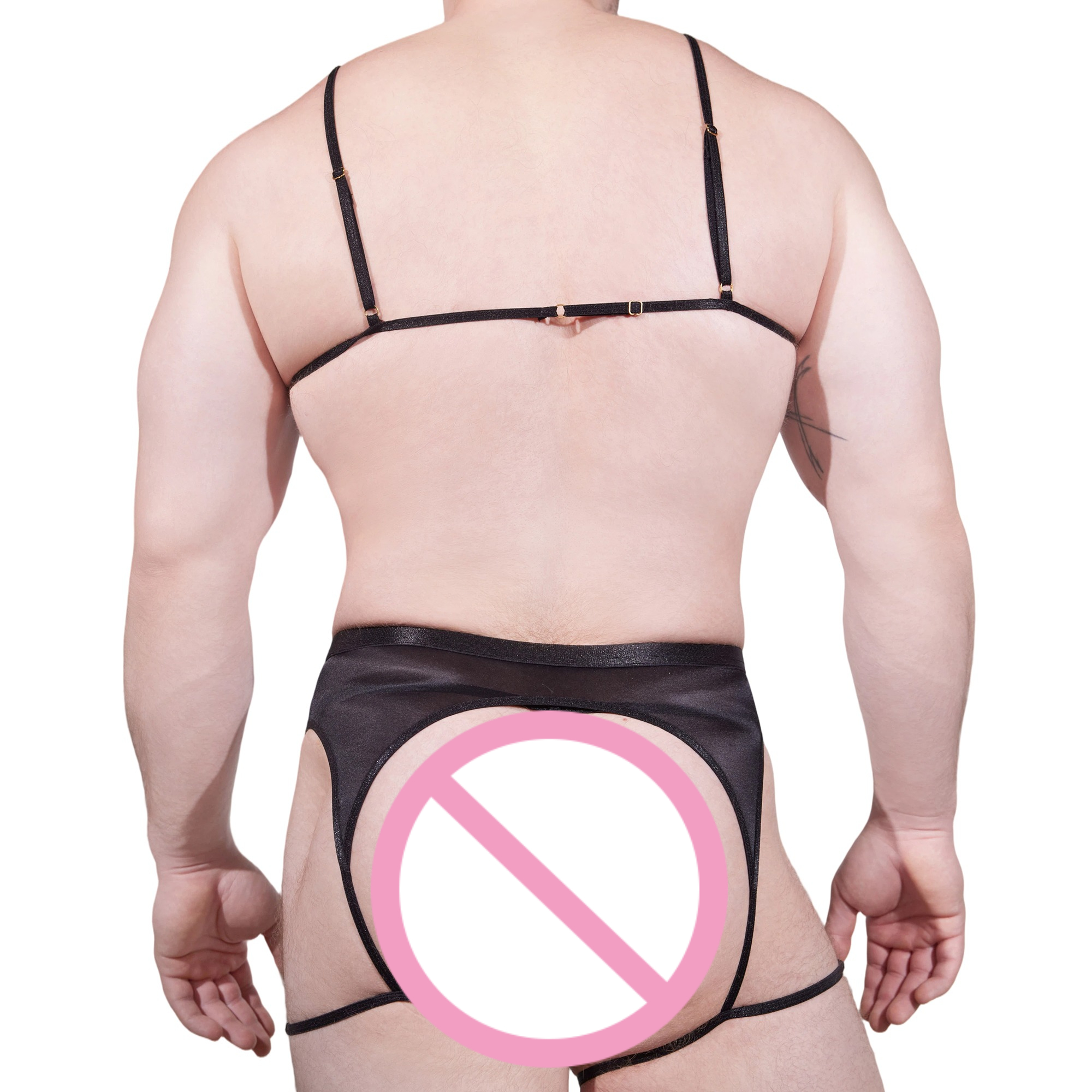 Men Novelty See-through Lace L - Garter Belt Set のレビューと価格