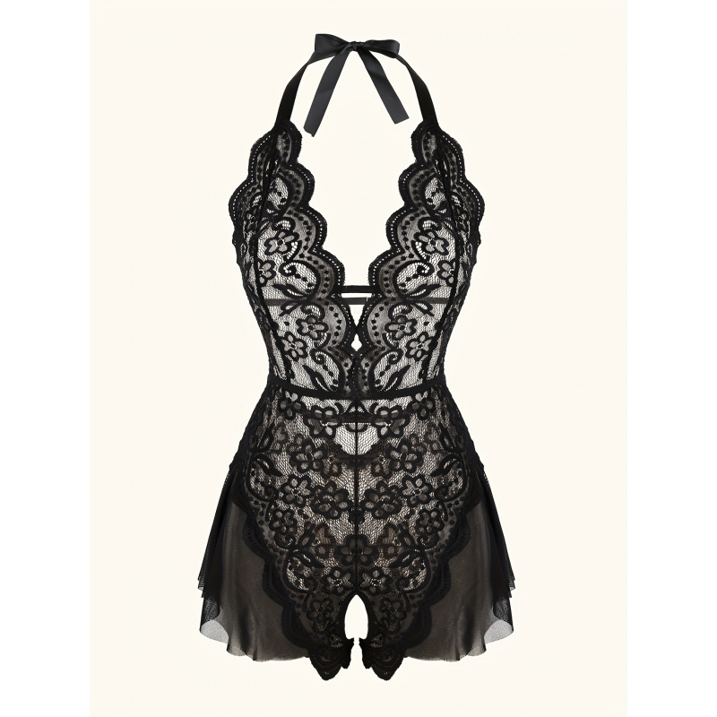 Charming Lace Mesh Teddy, Scal - Lace Teddy Lingerie のレビューと価格