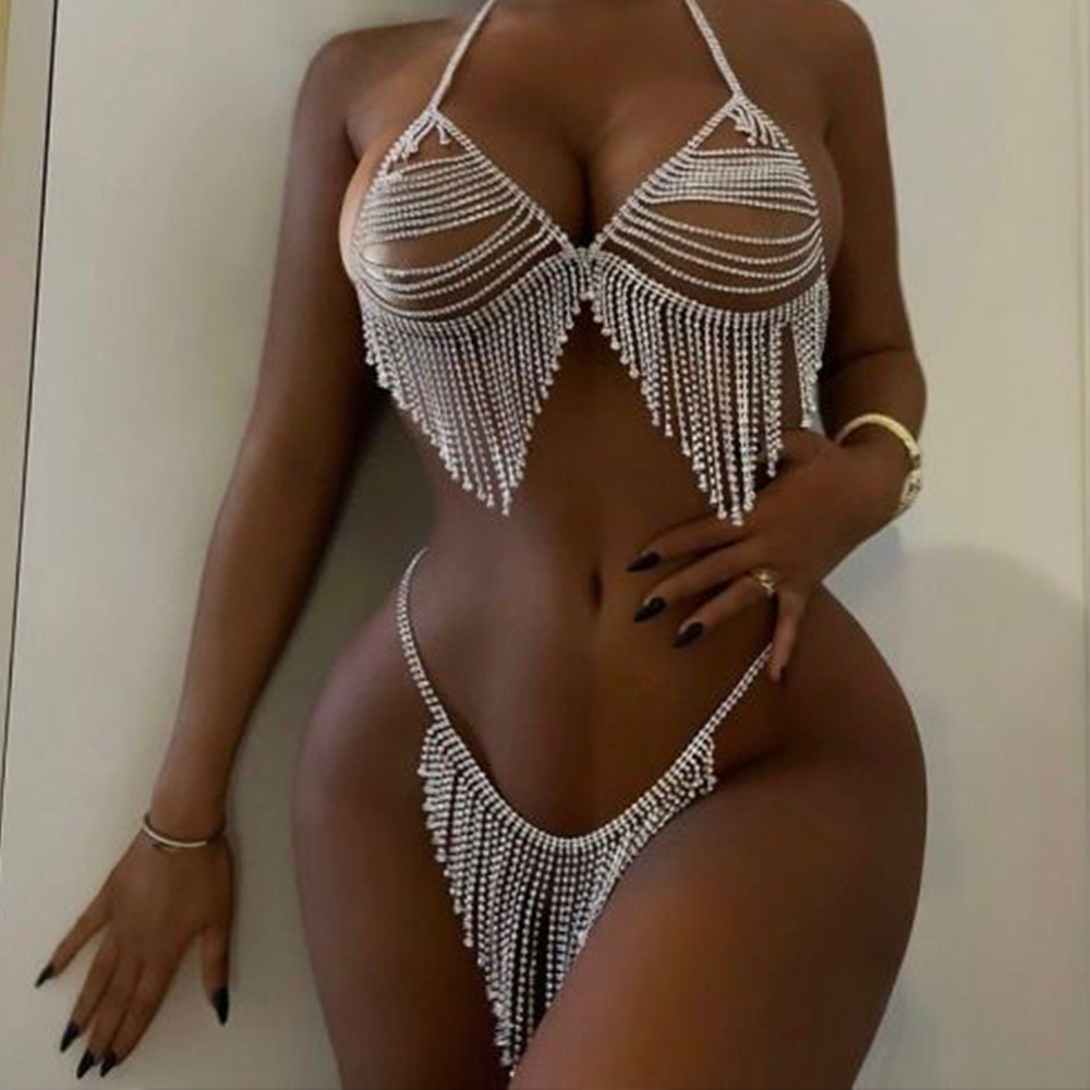 Stonefans New Tassel Crystal B - Thong Bikini Women のレビューと価格