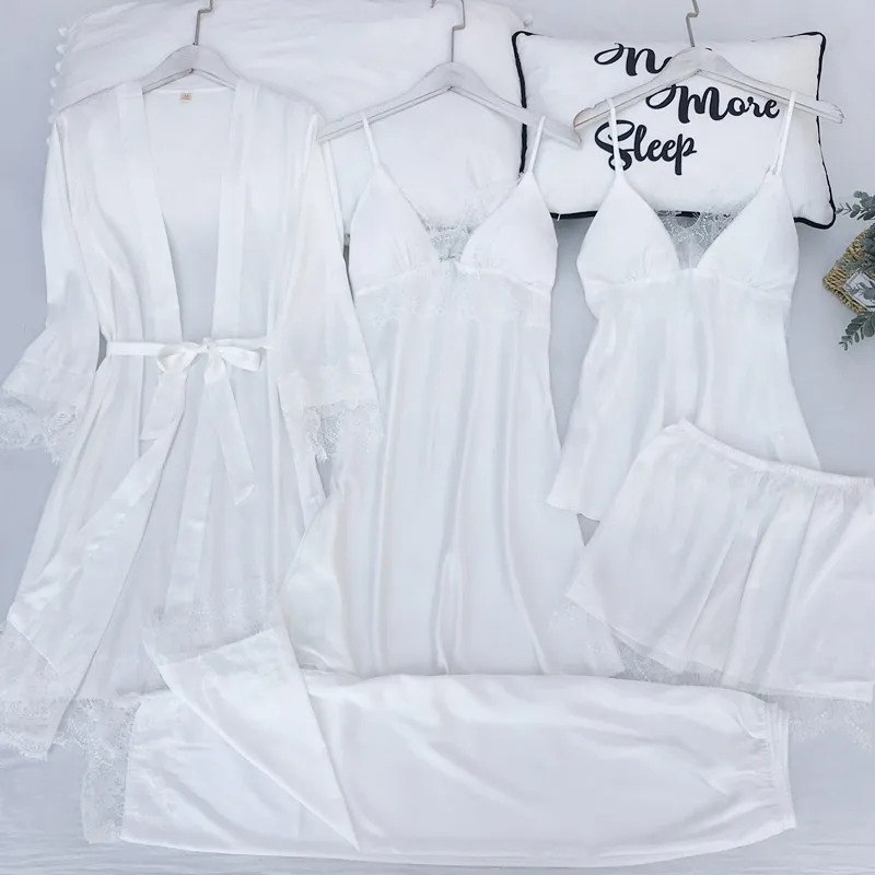 Pajamas Set Silk Satin Womens  - Robe Silk Women のレビューと価格
