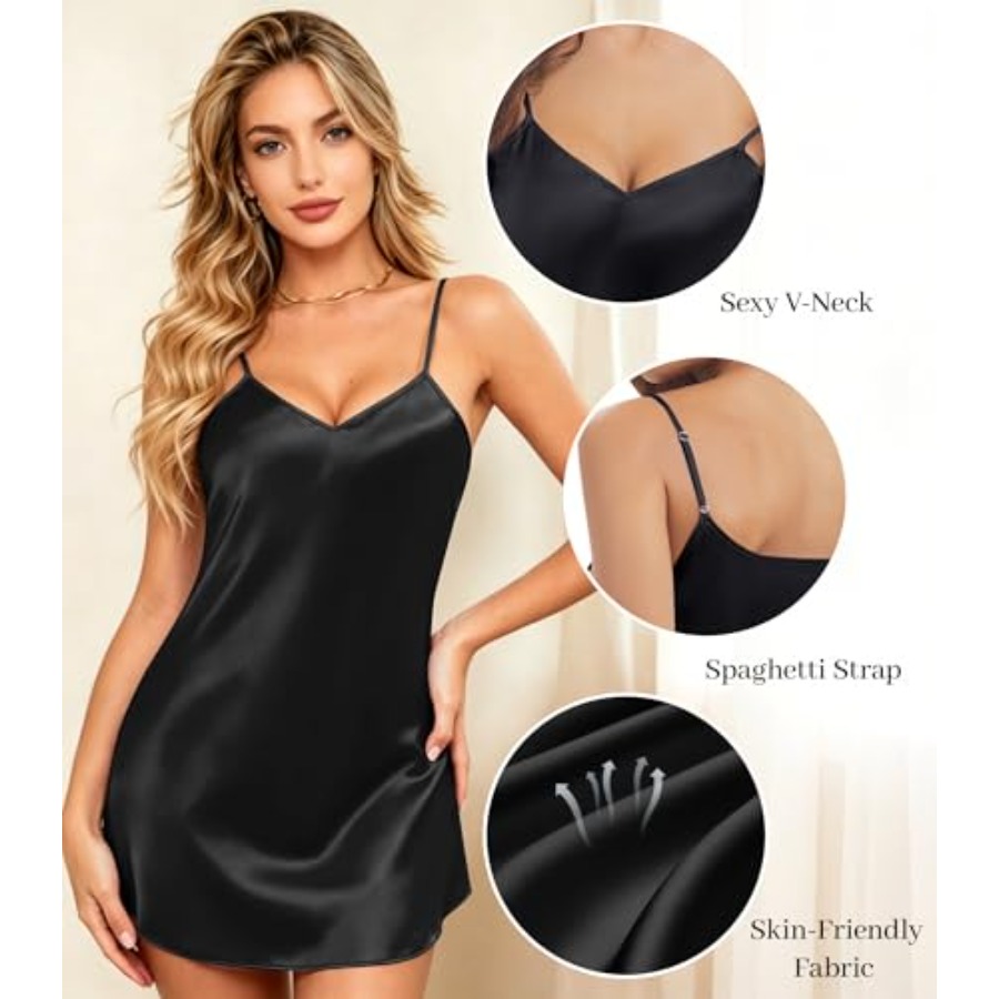 ETOSELL Womens Satin Nightgown - Babydoll Chemise Night のレビューと価格