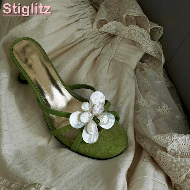 White Flower High Heels Slippe - Slip Dress Satin のレビューと価格
