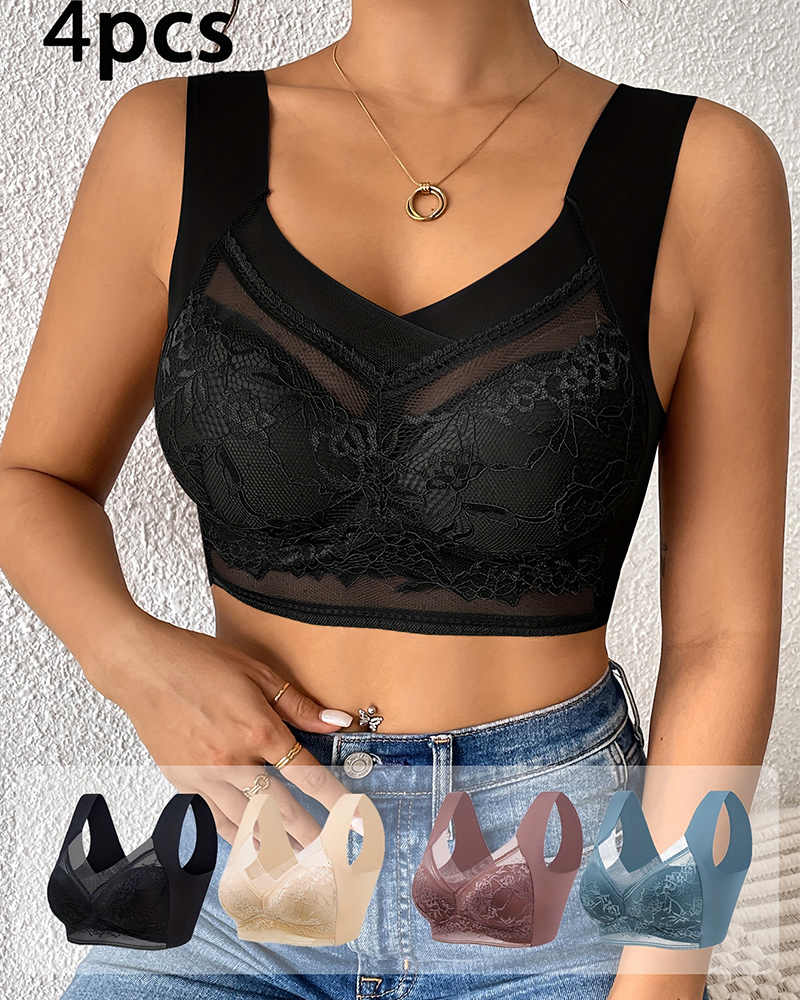 4Pcs Plus Size Women Seamless  - Push Up Bra Padded のレビューと価格