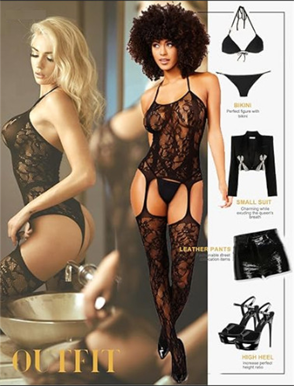 Womens Sexy Costumes Suit Lace - Bodystocking Fishnet のレビューと価格