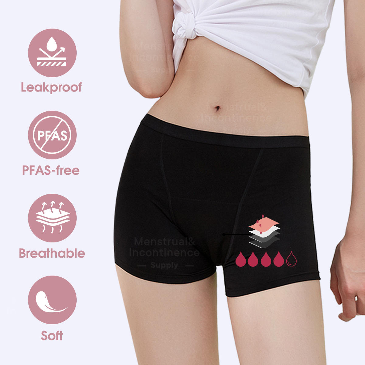 Bamboo Fiber Period Underwear  - Boyshort Underwear のレビューと価格