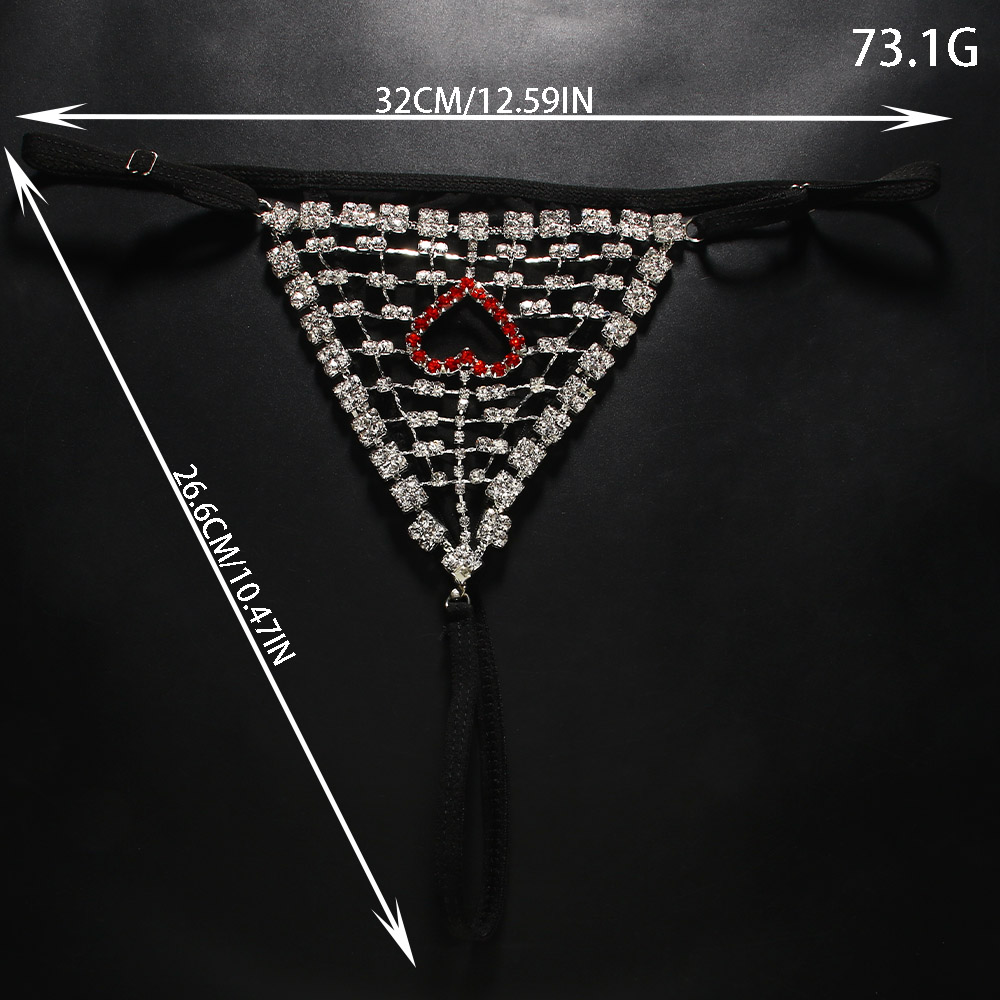 Rhinestones Heart Hollow Thong - Thong Bikini Women のレビューと価格